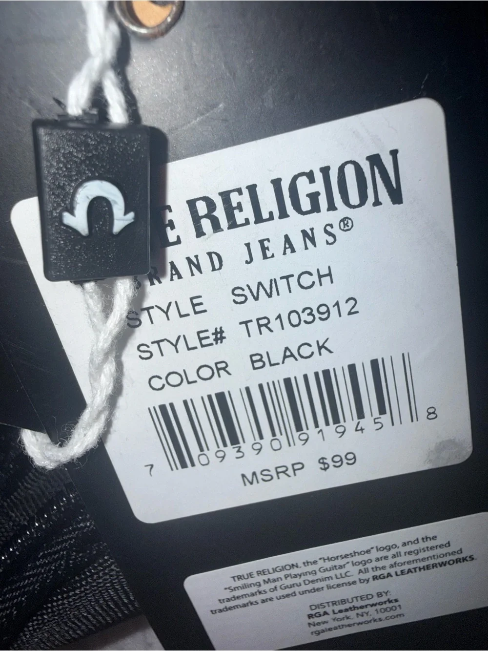 True Religion Black Sling Backpack with Subtle Logo